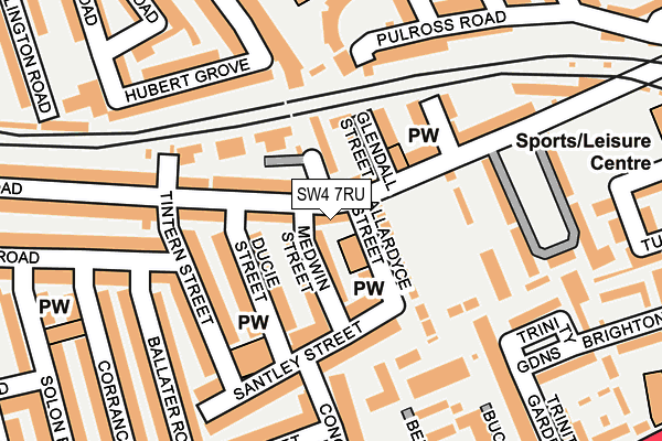 SW4 7RU map - OS OpenMap – Local (Ordnance Survey)