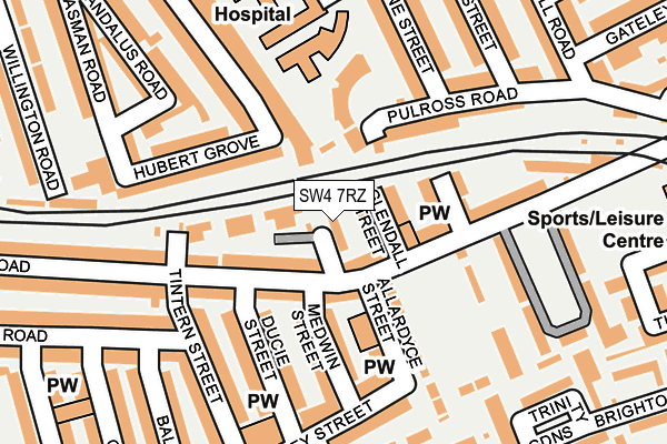SW4 7RZ map - OS OpenMap – Local (Ordnance Survey)
