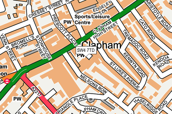 SW4 7TD map - OS OpenMap – Local (Ordnance Survey)
