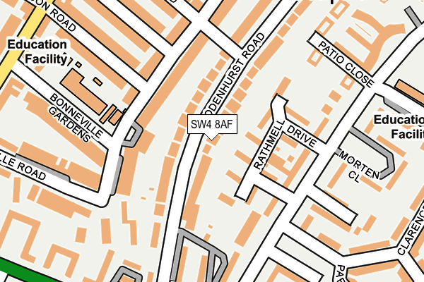 SW4 8AF map - OS OpenMap – Local (Ordnance Survey)