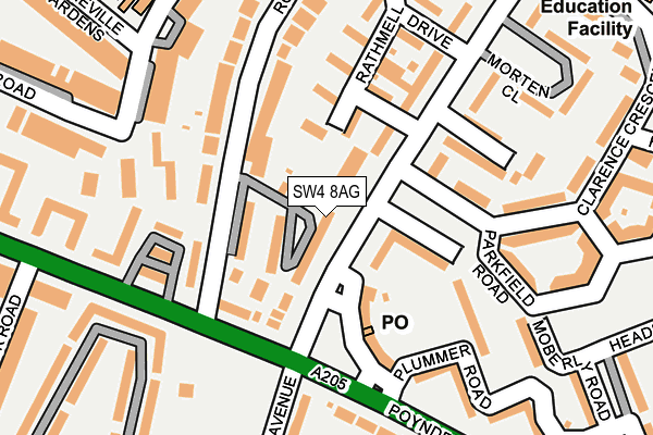 SW4 8AG map - OS OpenMap – Local (Ordnance Survey)