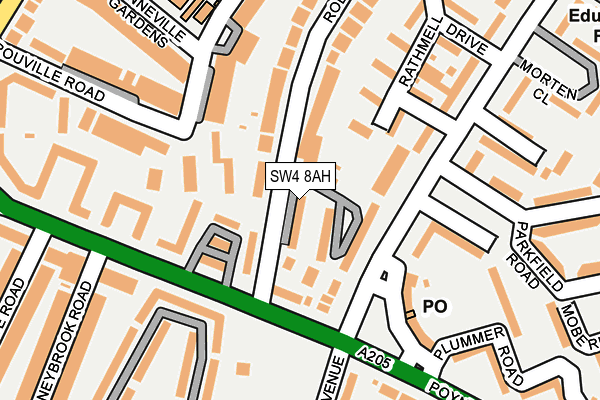 SW4 8AH map - OS OpenMap – Local (Ordnance Survey)