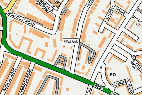 SW4 8AN map - OS OpenMap – Local (Ordnance Survey)