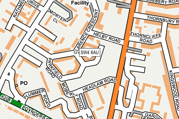 SW4 8AU map - OS OpenMap – Local (Ordnance Survey)