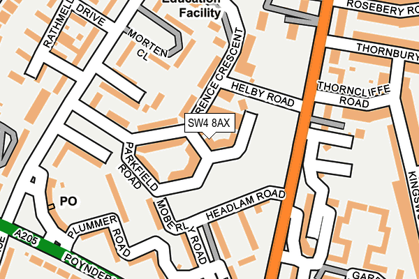 SW4 8AX map - OS OpenMap – Local (Ordnance Survey)