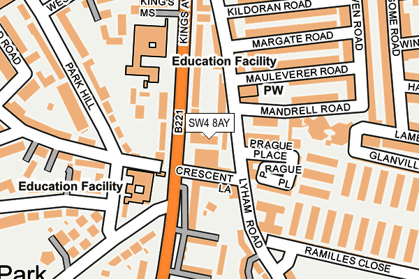SW4 8AY map - OS OpenMap – Local (Ordnance Survey)