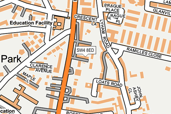 SW4 8ED map - OS OpenMap – Local (Ordnance Survey)
