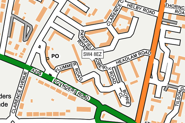 SW4 8EZ map - OS OpenMap – Local (Ordnance Survey)