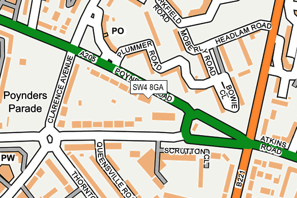 SW4 8GA map - OS OpenMap – Local (Ordnance Survey)