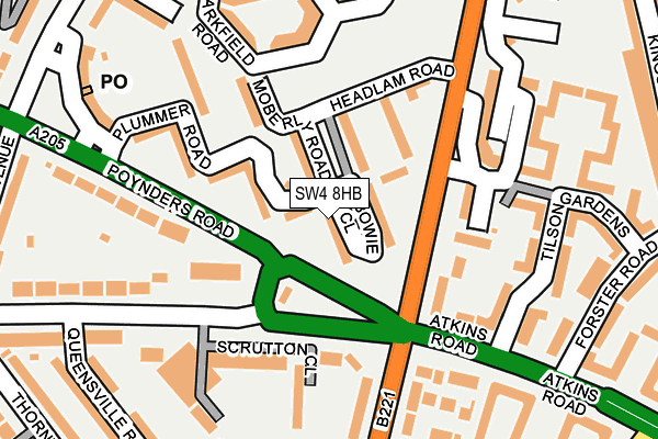 SW4 8HB map - OS OpenMap – Local (Ordnance Survey)