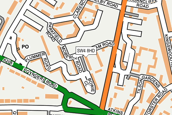 SW4 8HD map - OS OpenMap – Local (Ordnance Survey)