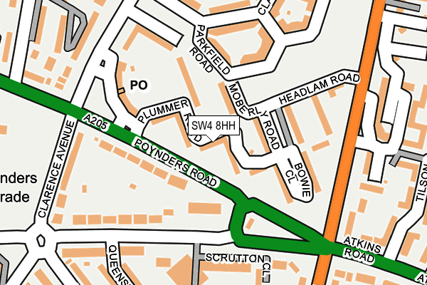 SW4 8HH map - OS OpenMap – Local (Ordnance Survey)