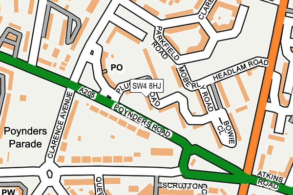 SW4 8HJ map - OS OpenMap – Local (Ordnance Survey)