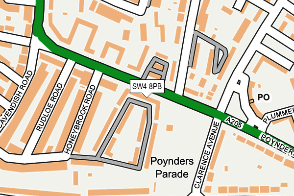 SW4 8PB map - OS OpenMap – Local (Ordnance Survey)