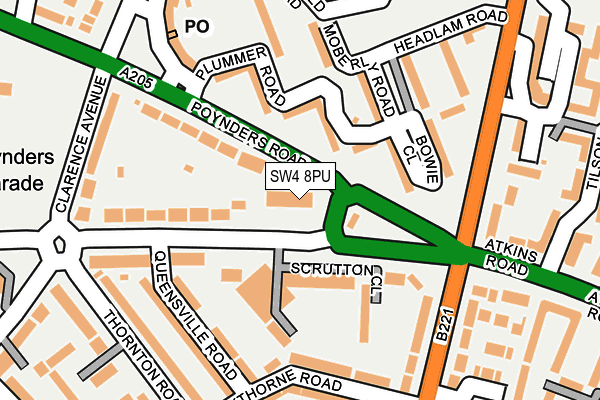 SW4 8PU map - OS OpenMap – Local (Ordnance Survey)