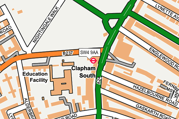 SW4 9AA map - OS OpenMap – Local (Ordnance Survey)