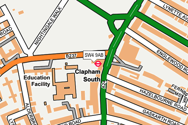 SW4 9AB map - OS OpenMap – Local (Ordnance Survey)