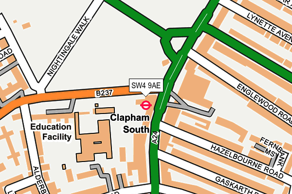 SW4 9AE map - OS OpenMap – Local (Ordnance Survey)