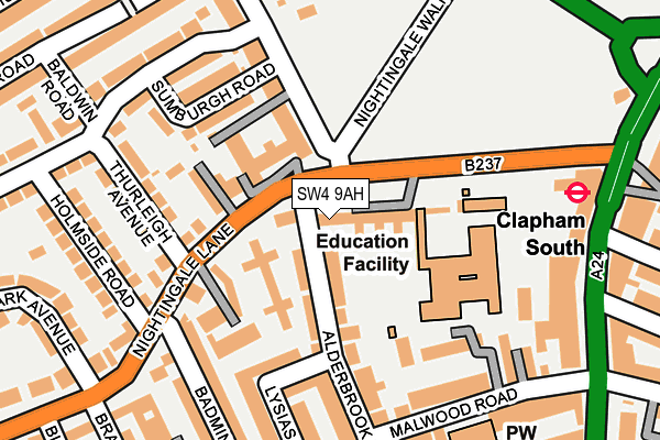 SW4 9AH map - OS OpenMap – Local (Ordnance Survey)