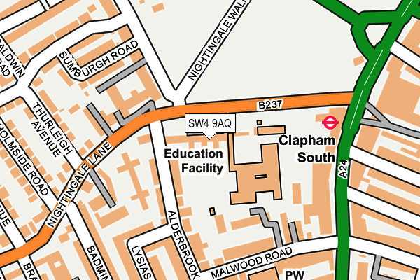 SW4 9AQ map - OS OpenMap – Local (Ordnance Survey)