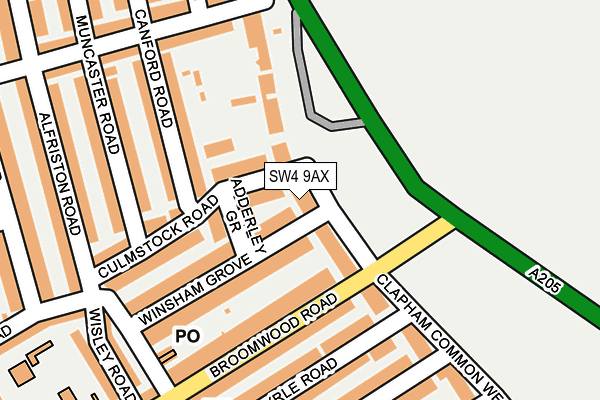 SW4 9AX map - OS OpenMap – Local (Ordnance Survey)