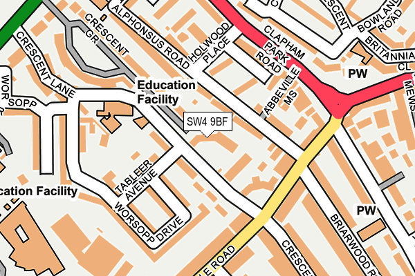 SW4 9BF map - OS OpenMap – Local (Ordnance Survey)