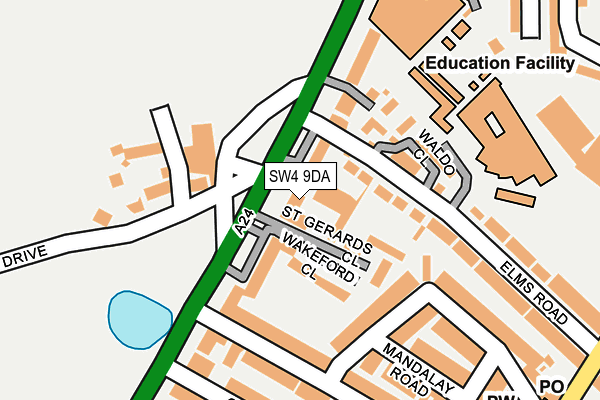 SW4 9DA map - OS OpenMap – Local (Ordnance Survey)