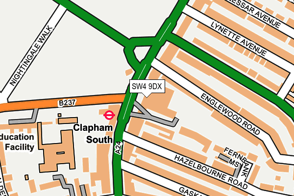 SW4 9DX map - OS OpenMap – Local (Ordnance Survey)