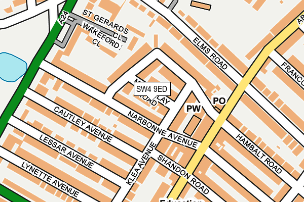 SW4 9ED map - OS OpenMap – Local (Ordnance Survey)