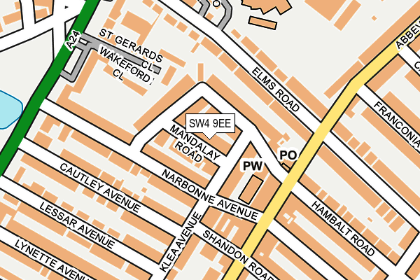 SW4 9EE map - OS OpenMap – Local (Ordnance Survey)