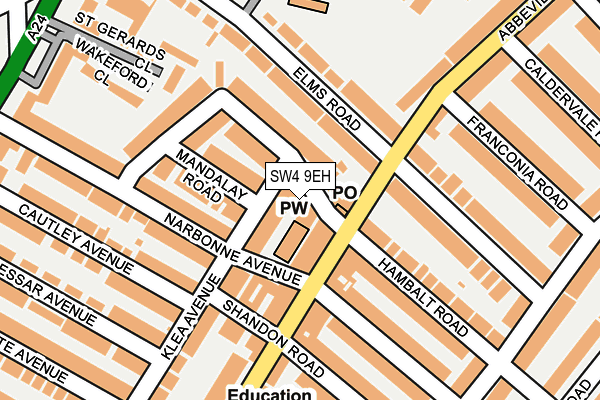 SW4 9EH map - OS OpenMap – Local (Ordnance Survey)