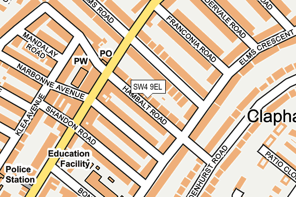 SW4 9EL map - OS OpenMap – Local (Ordnance Survey)