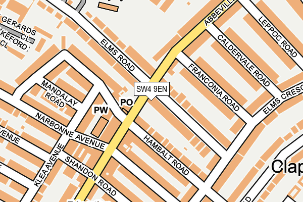 SW4 9EN map - OS OpenMap – Local (Ordnance Survey)