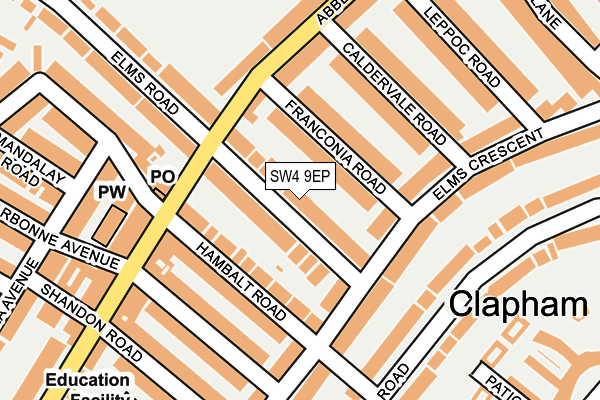 SW4 9EP map - OS OpenMap – Local (Ordnance Survey)