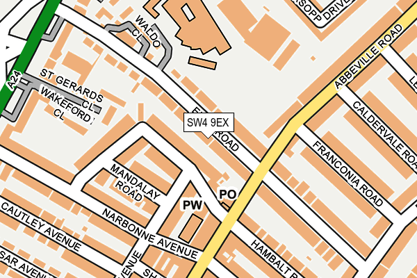 SW4 9EX map - OS OpenMap – Local (Ordnance Survey)