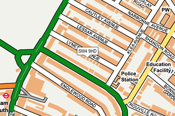 SW4 9HD map - OS OpenMap – Local (Ordnance Survey)