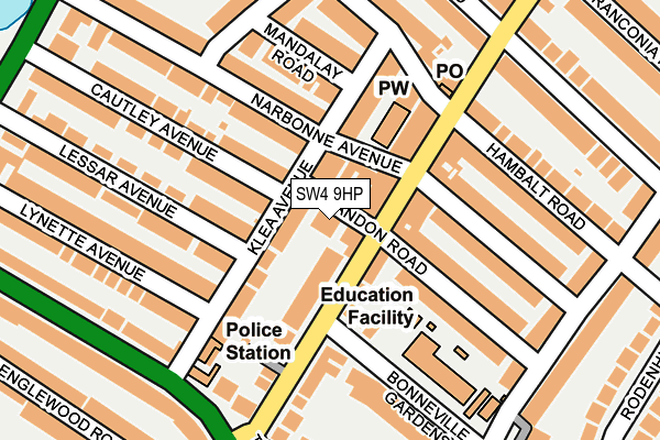 SW4 9HP map - OS OpenMap – Local (Ordnance Survey)