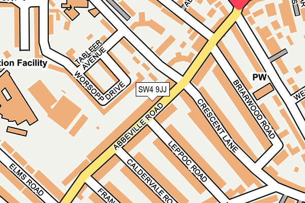 SW4 9JJ map - OS OpenMap – Local (Ordnance Survey)