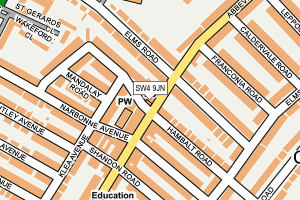 SW4 9JN map - OS OpenMap – Local (Ordnance Survey)