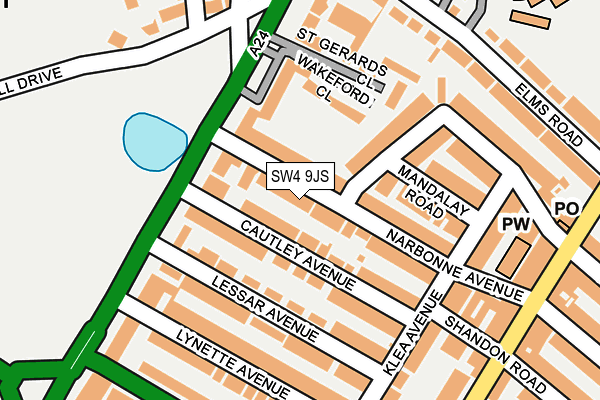 SW4 9JS map - OS OpenMap – Local (Ordnance Survey)