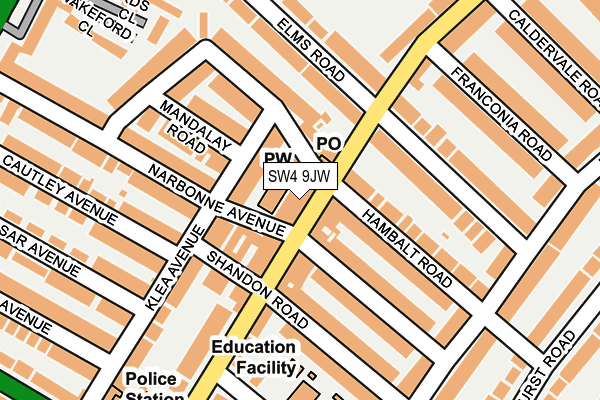 SW4 9JW map - OS OpenMap – Local (Ordnance Survey)