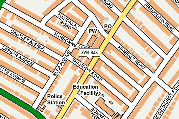 SW4 9JX map - OS OpenMap – Local (Ordnance Survey)