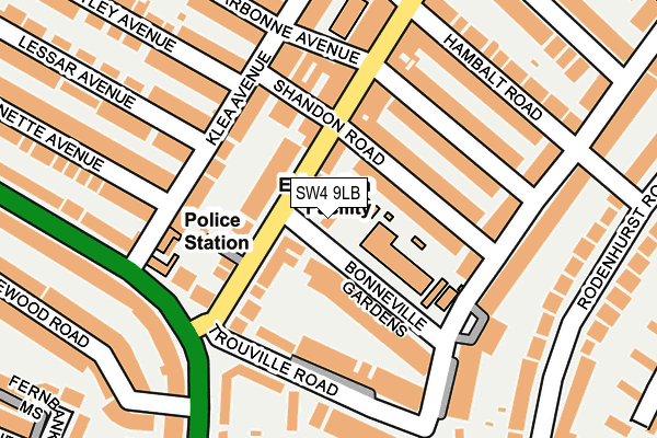 SW4 9LB map - OS OpenMap – Local (Ordnance Survey)