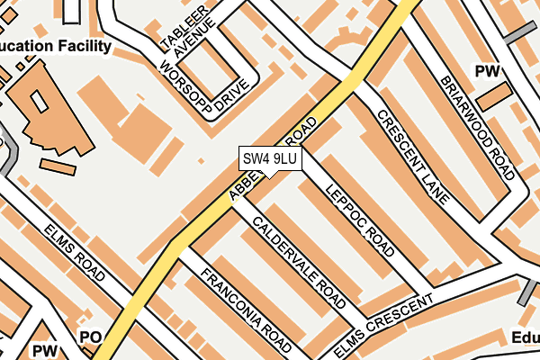 SW4 9LU map - OS OpenMap – Local (Ordnance Survey)