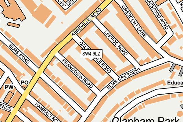 SW4 9LZ map - OS OpenMap – Local (Ordnance Survey)