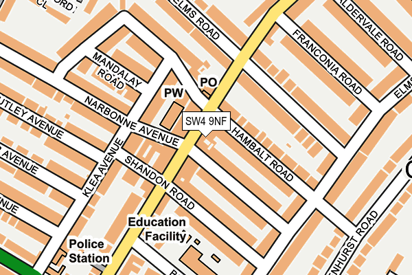 SW4 9NF map - OS OpenMap – Local (Ordnance Survey)