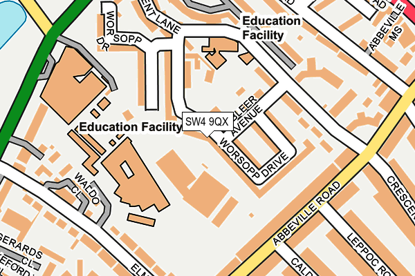 SW4 9QX map - OS OpenMap – Local (Ordnance Survey)