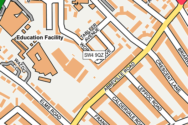 SW4 9QZ map - OS OpenMap – Local (Ordnance Survey)