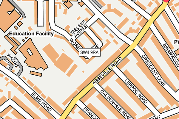SW4 9RA map - OS OpenMap – Local (Ordnance Survey)