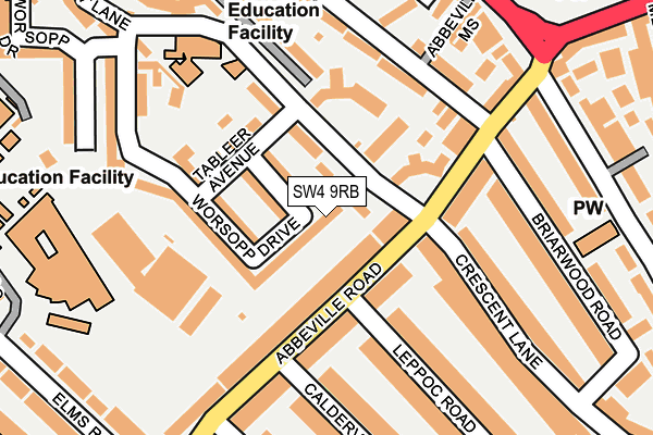 SW4 9RB map - OS OpenMap – Local (Ordnance Survey)